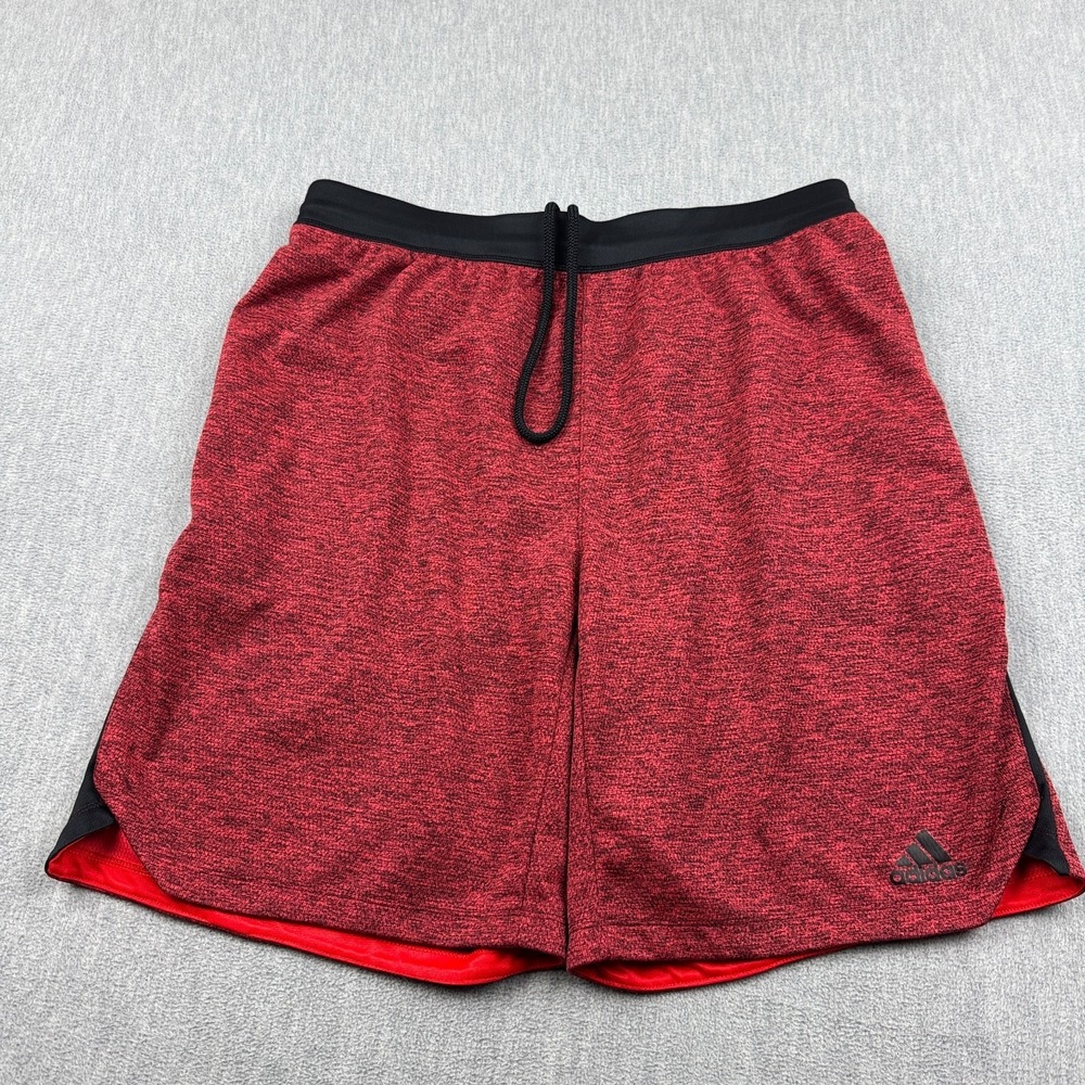 Adidas Shorts Mens Medium Red Axis 18 Knit Textured Training Running Athletic